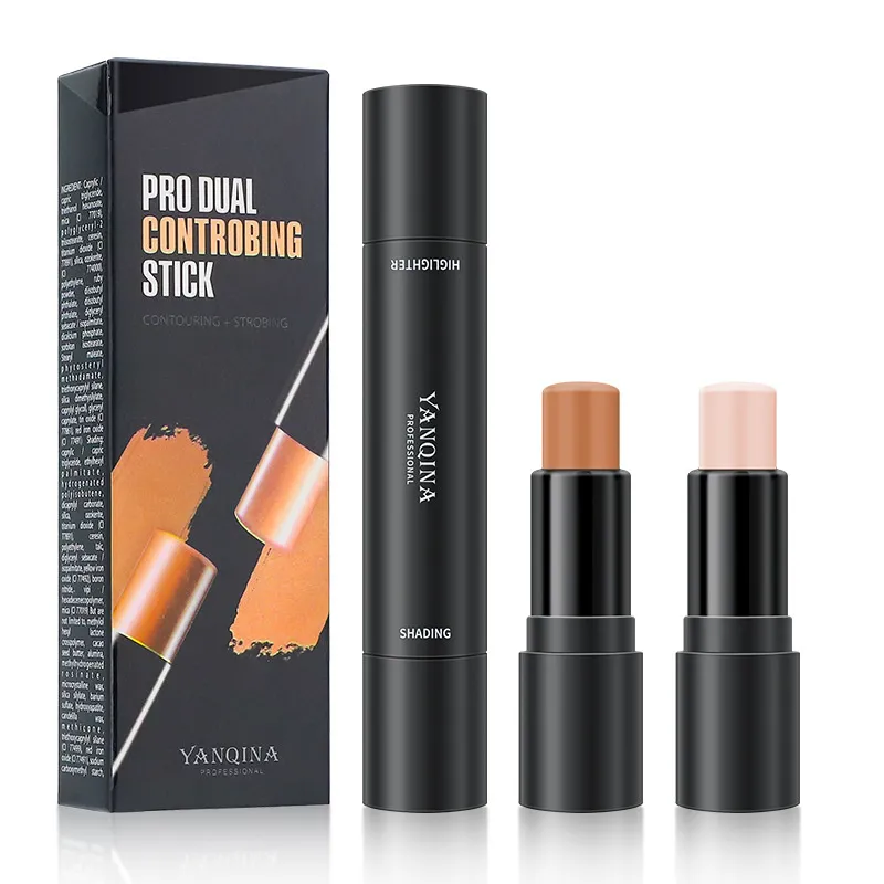 Dubbelhuvud Contour Stick High-Light Shadow Concealer Pen Vattentät Långvarig Ansiktsmakeup Bronzer Shimmer Concealers Sticks