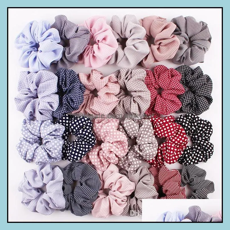 18 style Scrunchies headband Large intestine Hair Ties Ropes Elastic Stripe hair band Girls Ponytail Holder hair accessories