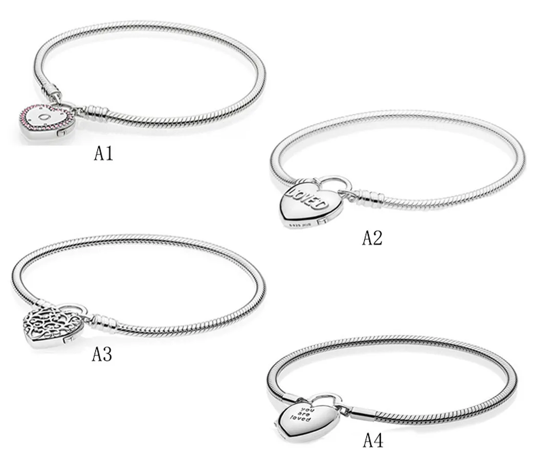 Desenhador jóias 925 pulseira de prata encanto bead caber pandora trava letra snake corrediça selvagem braceletes braceletes blânulos estilo europeu encantos frisado Murano