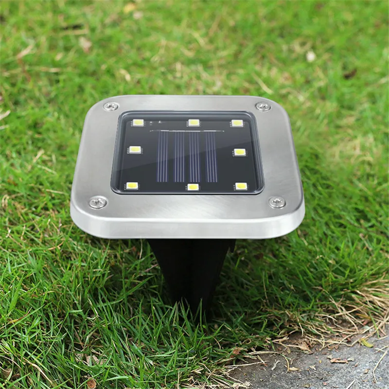4PCS 8 LED Solar Trädgårdsbelysning IP65 Vattentät Solars Lampa Markljus Utomhusavkänning Landskapsbelysning för Uteplats Pathway D3.5