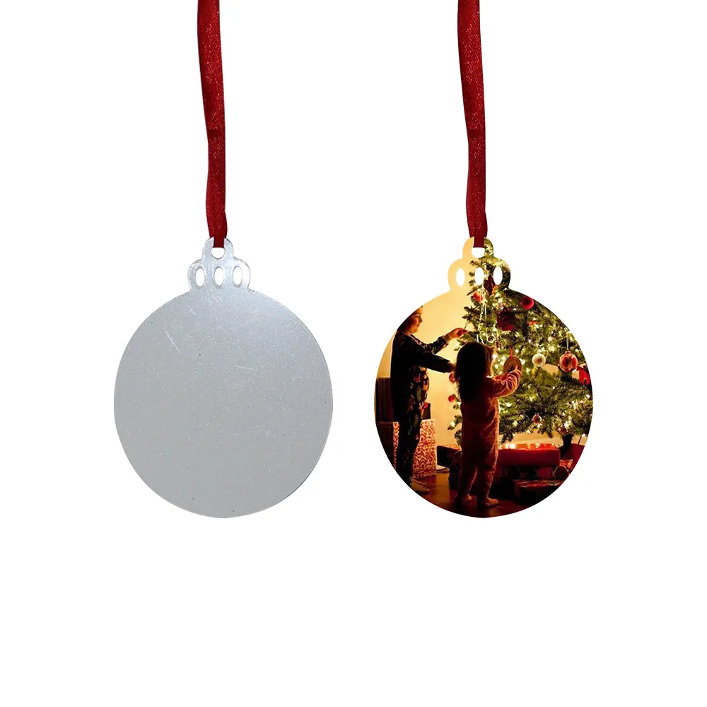 Sublimation Blank Christmas Ornament Double-Sided Xmas Tree Pendant Multi Shape Aluminum Plate Metal Hanging Tag Holidays Decoration Craft HH21-657