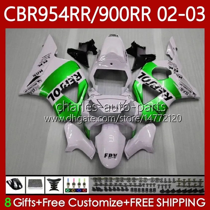 Zestaw do ciała dla Honda CBR954-RR CBR900RR 2002-2003 Korki 61NO.121 CBR954RR REPSOL GREEN CBR954 CBR900 CBR 900 954 RR CC 900CC 2002 2003 CBR 954RR 900RR 02 03 Owalnia