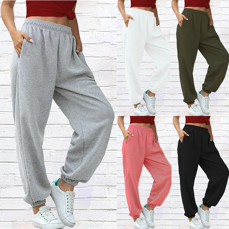 Womens 청바지 Capris Streetwear Harem 땀 바지 여성 Joggers 블랙 화이트 하이 허리 여성 숙 녀 바지 겨울 느슨한 트랙