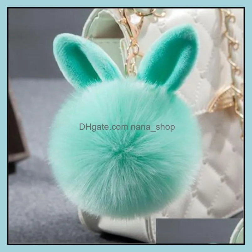 Anahtarlık Moda Aksesuarları Kürk Pom Poman Sahte Tavşan Top Anahtar Zinciri Porte Clef Pompom De Fourrure Pompon Çanta Takıları Bunny Ke278a