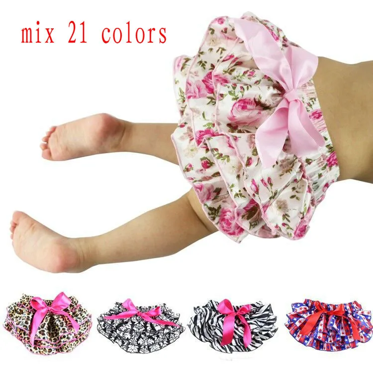 Mix 21 Renkler Bebek Bloomers Kızlar Pettiskirt Tutu İç Külot Toddle Çocuk Külot Bebek Yenidoğan Ruffled Saten PP Pantolon Çocuklar Bezi