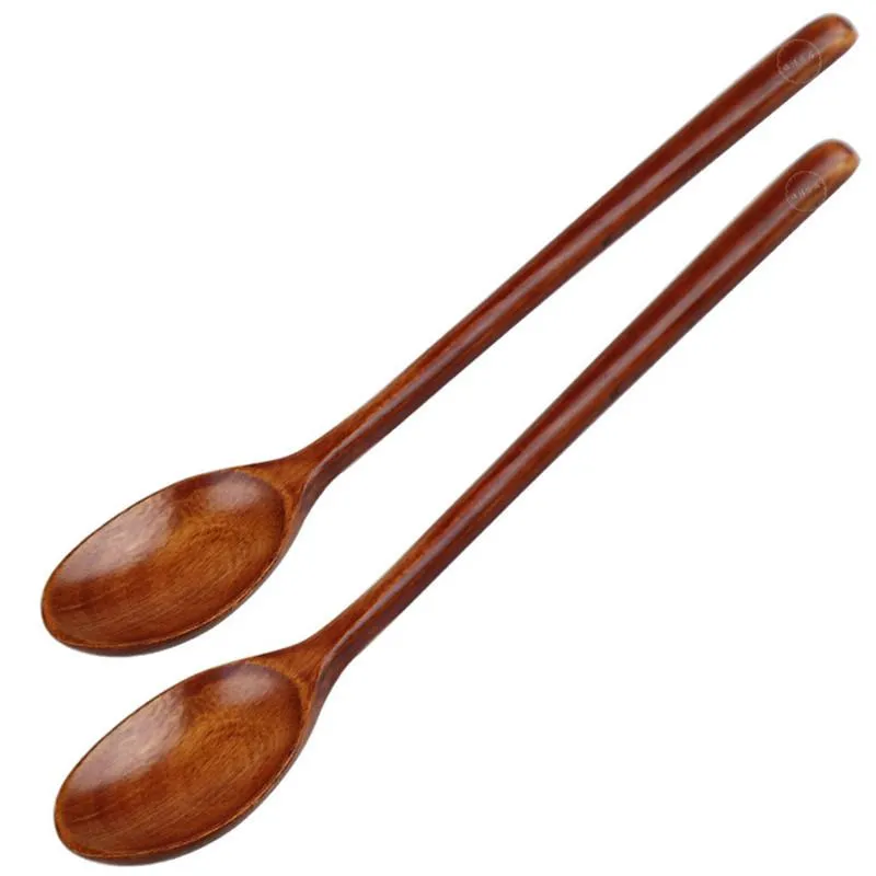 Spoons Spoon Tableware 2 Pcs Natural Japanese Style Wooden Coffee With Long Handle Natual Wood Dessert Tea Soup Rice