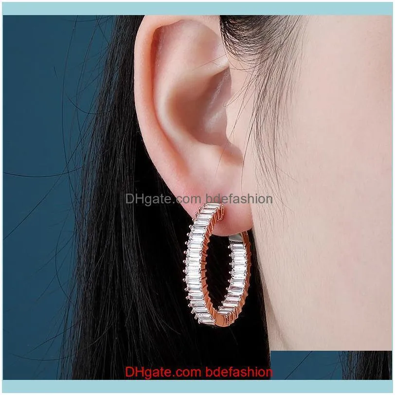 Charming Women Earrings Gold Plated Bling CZ Hoops Earrings for Girls Wedding Party Nice Gift for Friend