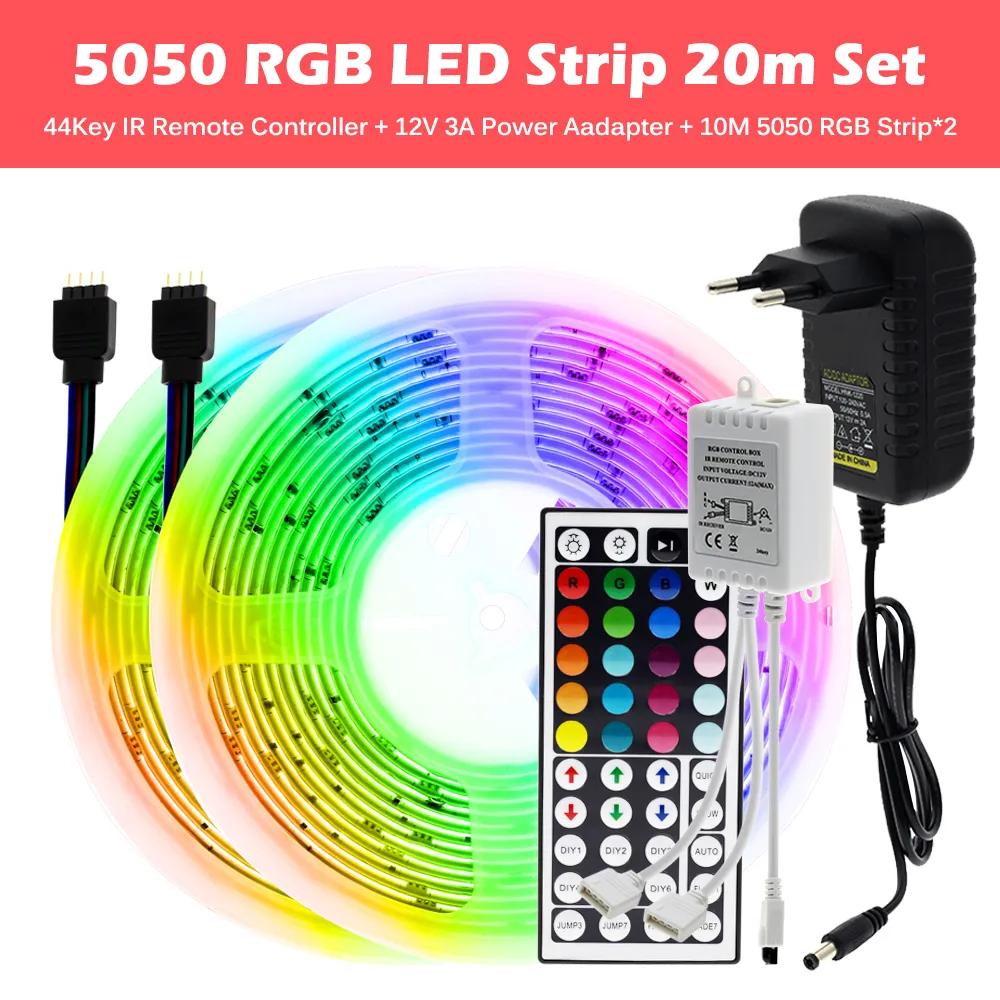 LE 5 m Dimmable LED Strip Set, Cool White, 12 V, Self-Adhesive LED