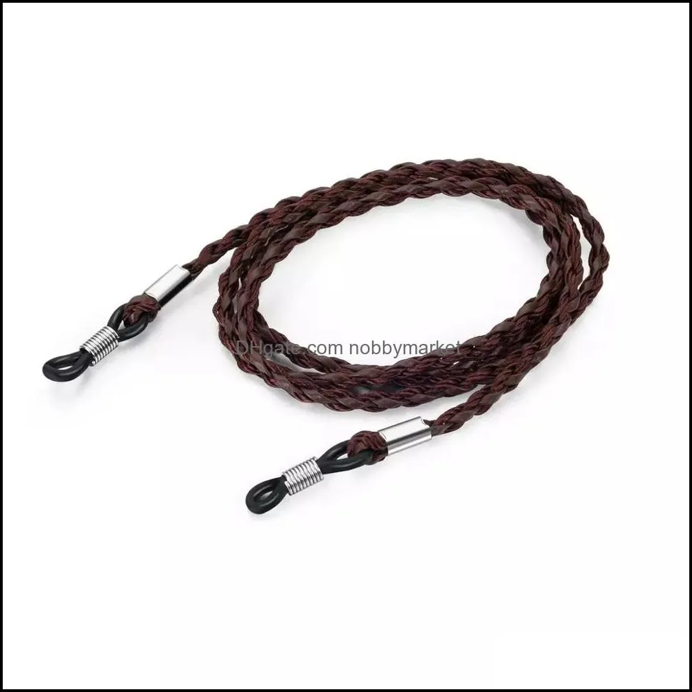 Leather Braided Classic Glasses Chain with adjustable Silicone anti-skid Loops