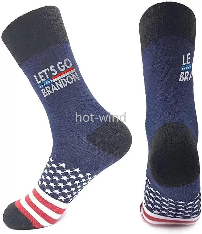 Lets Go Brandon Trump Socks 2024 Forniture per feste elettorali americane Calzino divertente Calze di cotone per uomo e donna FY3551 EE