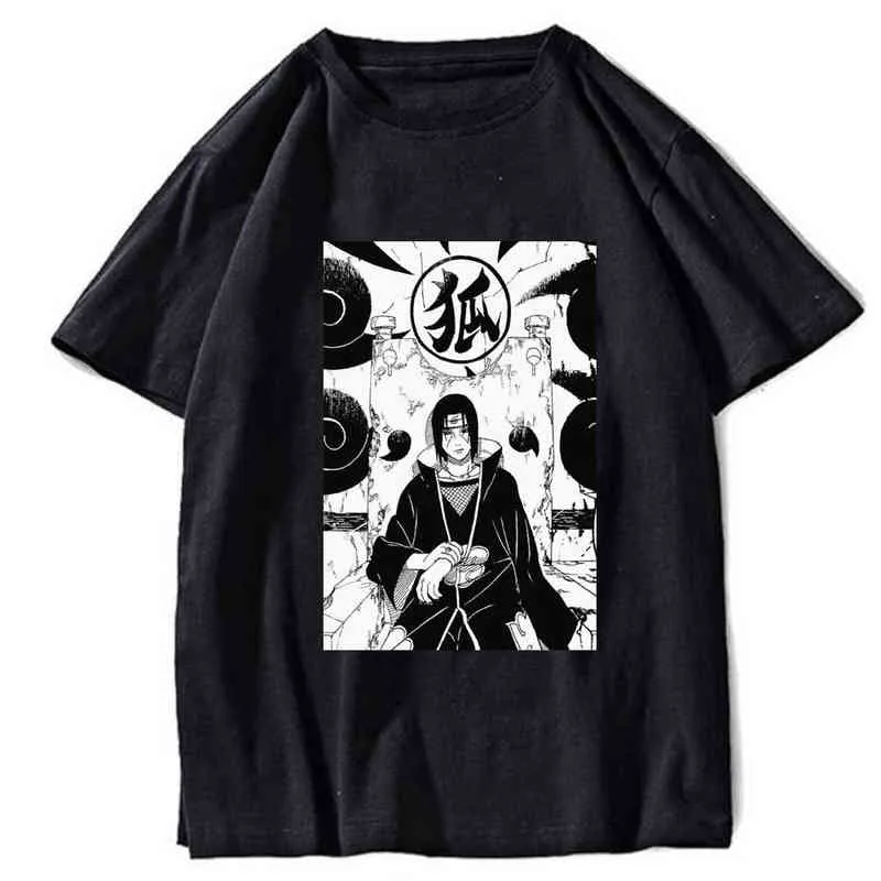 2020 Hip Hop T Shirt Giapponese Harajuku Anime Itachi T-shirt Streetwear Summer Tops Tees Cotone Tshirt Oversize Hiphop G1203