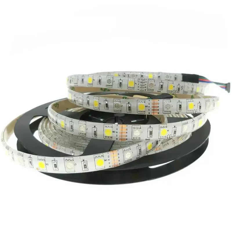 Vakantie verlichting LED Strip 5050 RGBW DC12V 60LED / M 5M / PARTE RGB + WIT / RGB + Warm Wit Flexibele LED-licht LED-strips