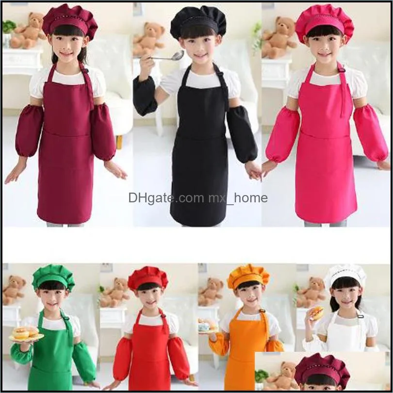 Textiles Home & Gardenkids Pocket Craft Cooking Baking Art Painting Kitchen Dining Bib Children Kids Aprons 10 Colors Drop Delivery 2021 3Tz