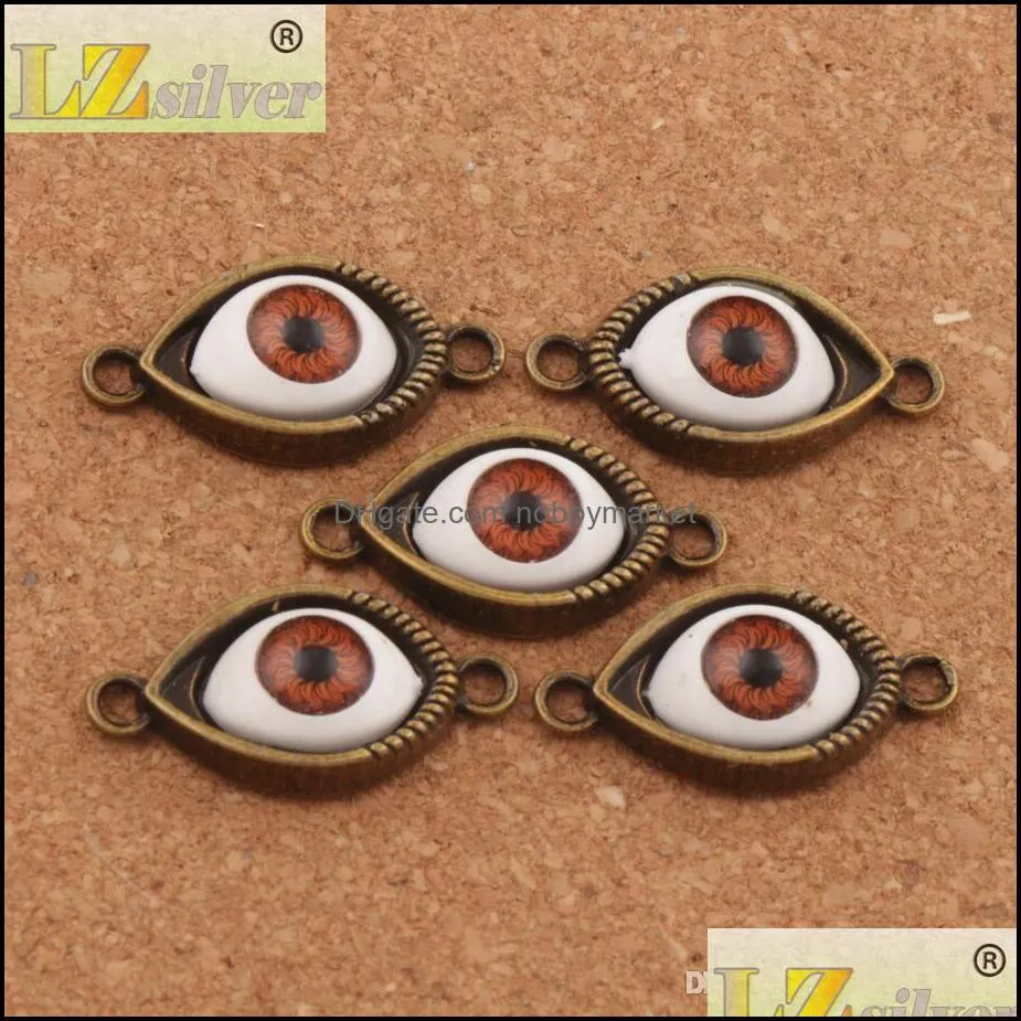 Alloy Evil Eye Hamsa Connector Charm Loose Beads 60pcs/lot 5Colors Antique Silver/Bronze For Friendship Bracelet L1662