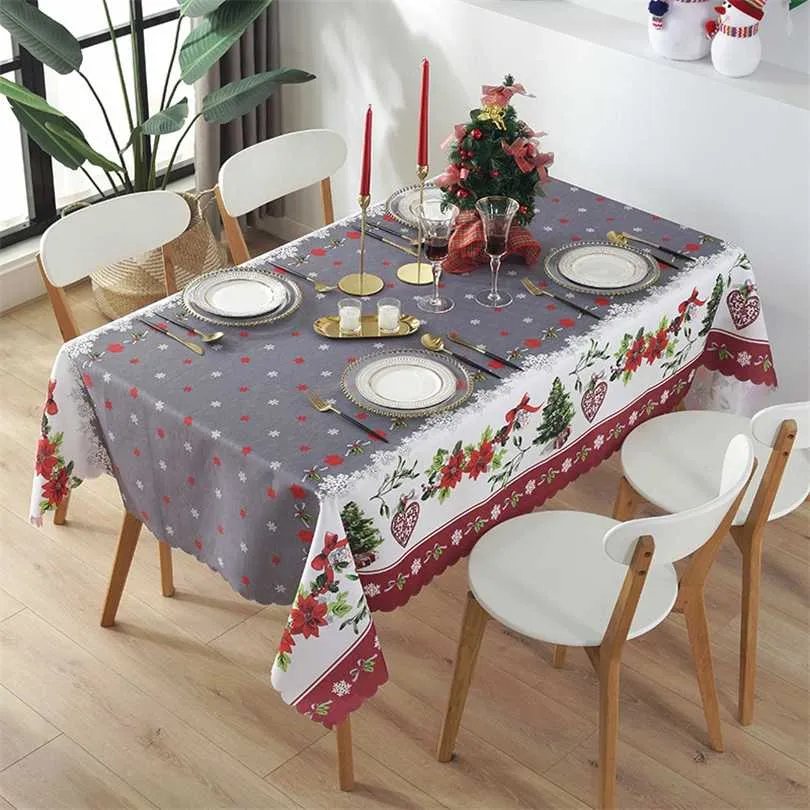 Noel dekorasyon için su geçirmez masa örtüsü dikdörtgen masa örtüleri masa örtüsü navidad decoraciones para el hogar nappe nape noel 211103