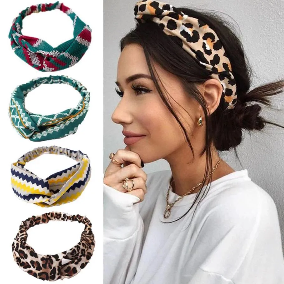 Head Band Women Vintage Flower Classic Elastic Criss Cross