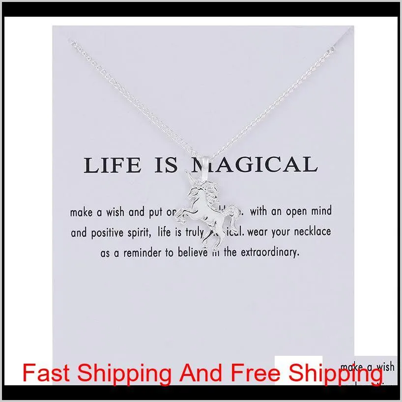 new arrival dogeared necklace with gift card elephant pearl love wings cross key zodiac sign compass lotus pendant for women fashion