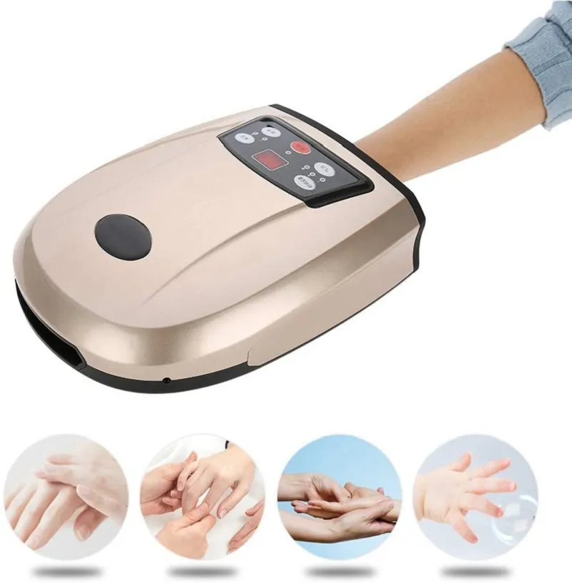 Máquina de compressão elétrica de massageador de mão de mão com fio com massagem terapêutica de terapia de terapia de calor alívio da dor