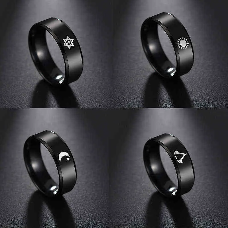 Bague de Couple lune et soleil pour amoureux, en acier inoxydable noir, pour femmes et hommes, cadeaux de mariage, de saint-valentin, G1125, 2021