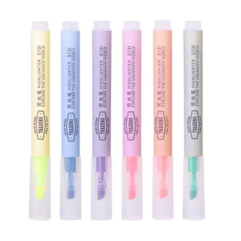 Surligneurs Deli 1pcs Couleur Fluorescent Marker Pen S731 Candy Student Graffiti Papeterie Insipide et lumineux