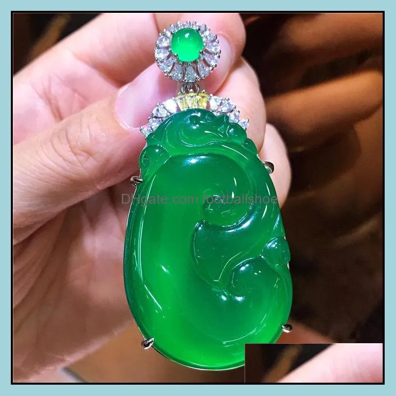 Emperor Green Chalcedony Wishful Charms Necklace Fashion Men and Women