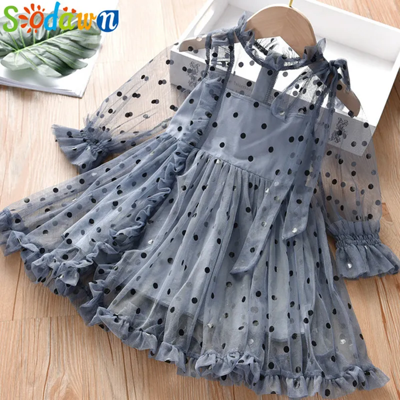 Sodany bebê menina princesa vestido flor longo manga crianças vestido de casamento festa de casamento crianças roupas para meninas crianças vestidos 210303