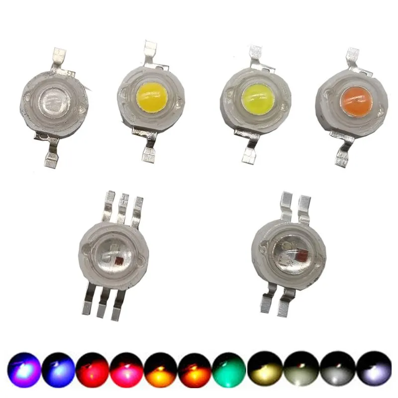 Lekkie koraliki 10pcs 1w 3W o dużej mocy diody diody diody LED chip SMD ciepły biały zielony zielony niebieski żółty żółty do reflight Lamp Lampa