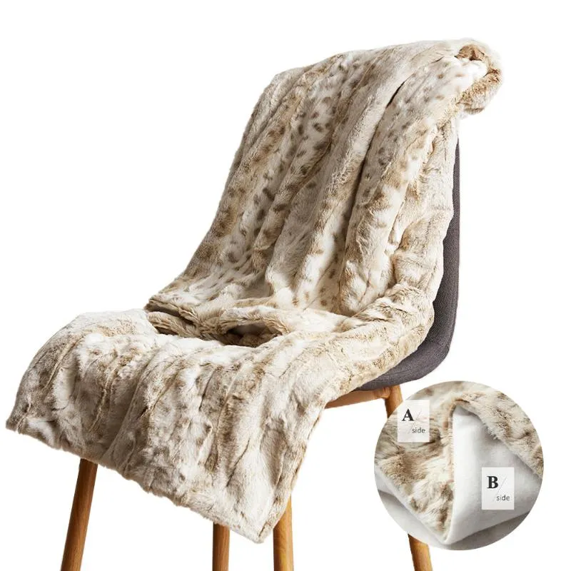 Cobertores Conforto Luxo Faux Fur Lance Blanket Macio Branco Leopardo Fluffy para Cadeira Cadeira Cama de Carro 130x160cm