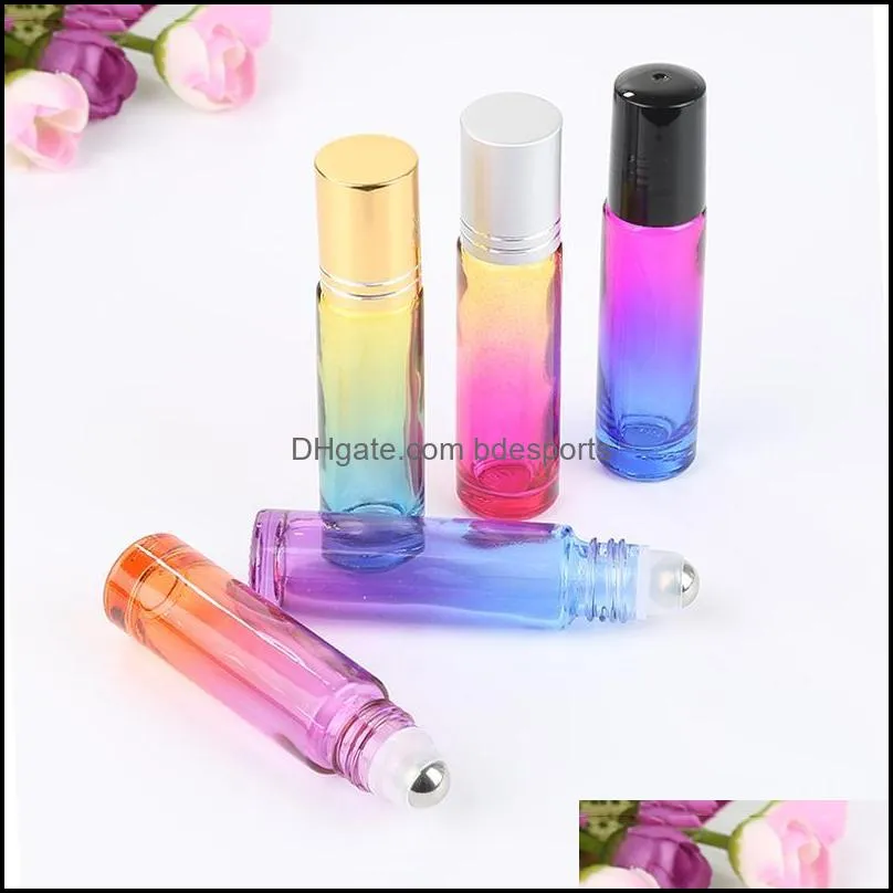 Storage Bottles & Jars 5Pcs/Set 10ML Gradient Color Thick Glass  Oil Empty Parfum Roller Ball For Travel Skin Care Lotion