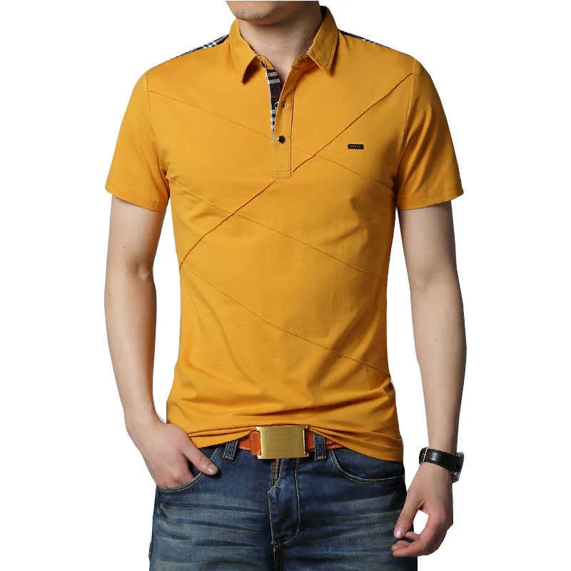 メンズTシャツファッション5xl夏のシャツ幾何学的デザインurn-down襟半袖コットン - シャツ男性EE 210629