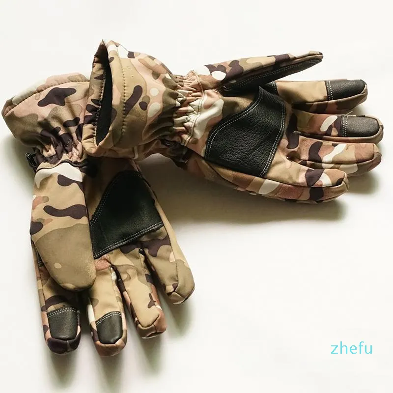 Gants de ski 1 paire Ski hiver chaud camouflage extérieur imperméable enfants coupe-vent épaississement pour femmes et hommes