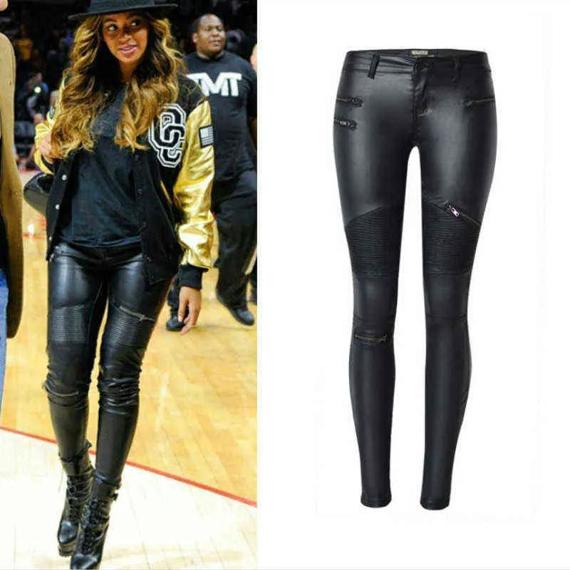 Europe America Moto Birker PU Jeans Women Fashion Zipper Low Waist Push Up  Sexy Leather Trousers White Skinny Pencil Pants Mujer 28513511 From Ub1h,  $36.18