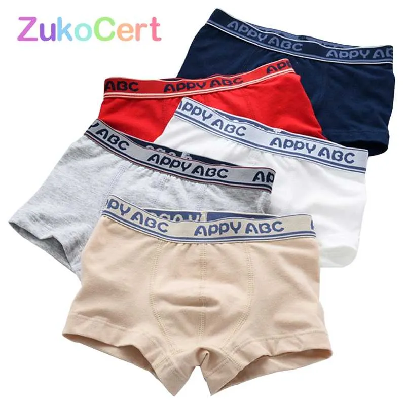 5 Teile/los Weiche Bio-baumwolle Kinder Jungen Unterwäsche Reine Farbe kinder Boxer Für Jungen Shorts Höschen Teenager Unterwäsche 2-16y 211122