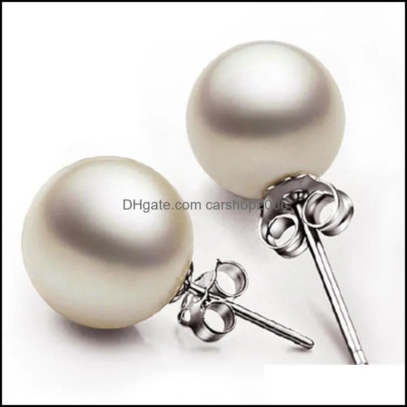 925 Sterling Silver Earrings 8mm Pearl Stud Earring Ear Pins For Lady Women Designer Luxury Jewelry Gift Wholesale