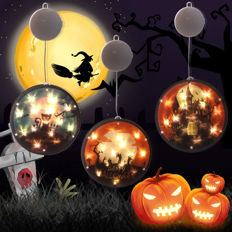 Christmas Decorations Lantern halloween decoration horror funny window led battery hanging lamp pumpkin ghost star light string