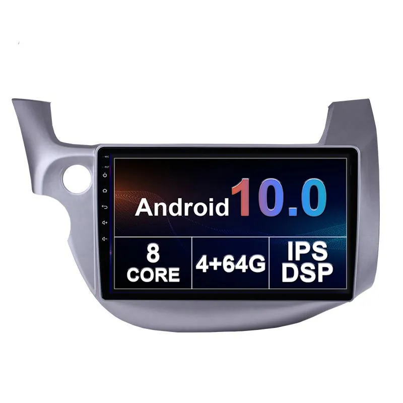 Android Auto DVD-Radio-Player Doppel-Din-Kopfeinheit Autoradio Spielen 10-Zoll-Touchscreen GPS 4 + 64G für Honda FIT 2008-2013