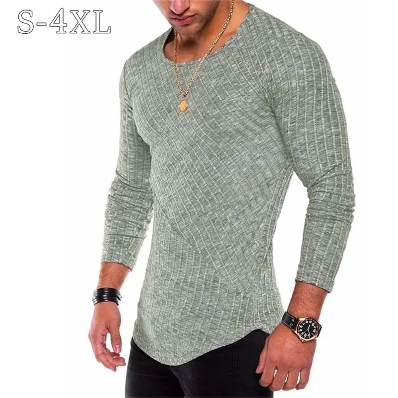 Tallas grandes S-4XL Slim Fit Suéter Hombres Primavera Otoño Thin O-Cuello Punto Jersey Hombres Casual Sólido Mens Suéteres Pull Homme 211109