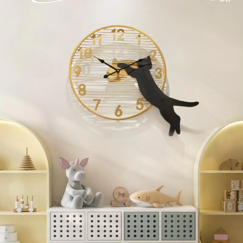 Wall Clocks Modern Contracted Cat Decorative Clock Design Creative Living Room Decoration Household Mute The