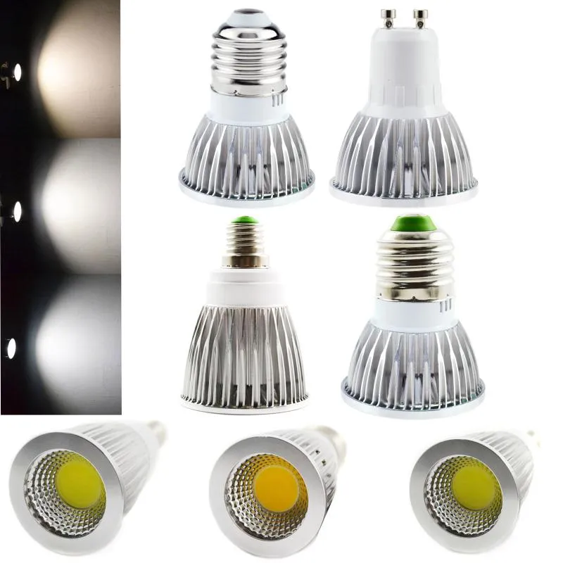 Żarówki COB LED Spotlight 9 W 12W Lights E27 E14 E14 GU10 220 V MR16 12V Żarówka Ciepła biała zimna lampa 110V