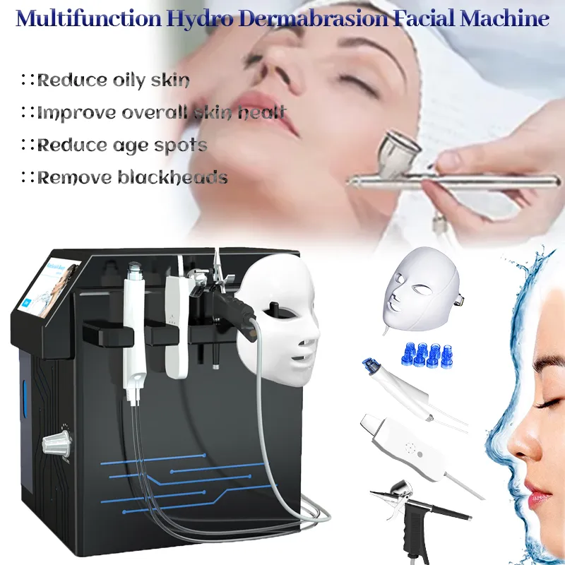 Portátil 4 em 1 Microdermoabrasão Facial Arma de Oxigênio Cuidados com a pele Rejuvenescimento Máquina de beleza com máscara PDT