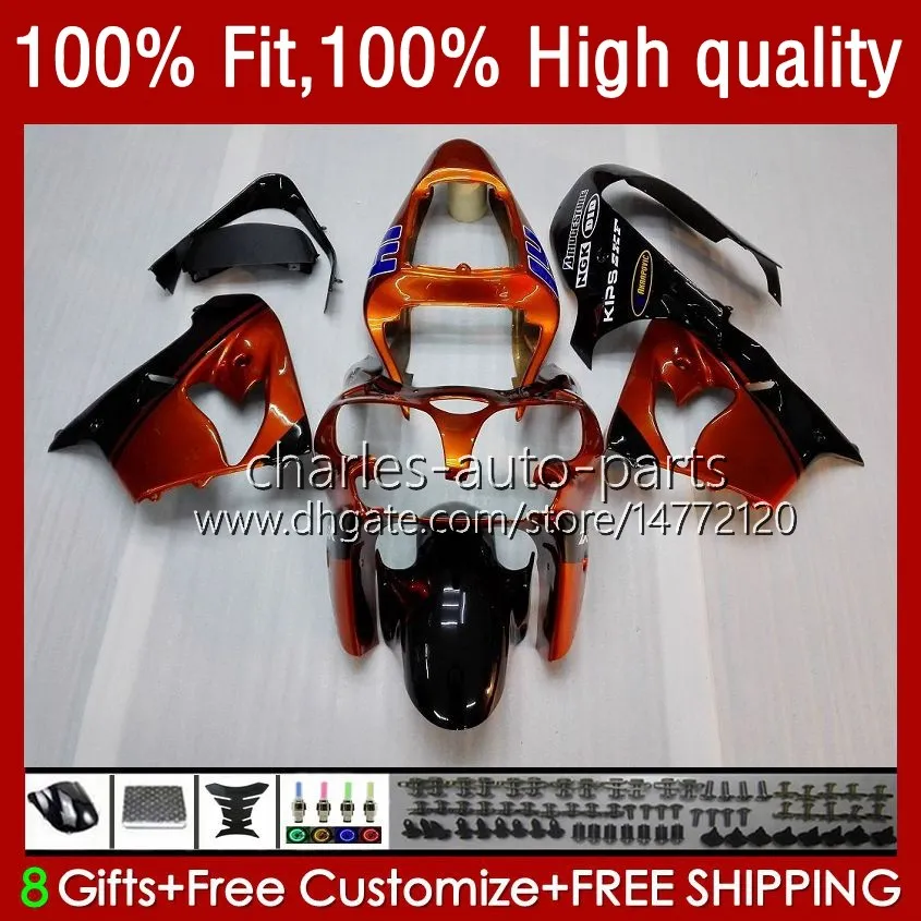 Lichaam voor Kawasaki ZX900CC oranje zwart ZX900 ZX9 R ZX9R 00 01 02 03 56HC.18 ZX 9R 9 R 900 900CC ZX-9R 2000 2001 2002 2003 Full Backings Kit