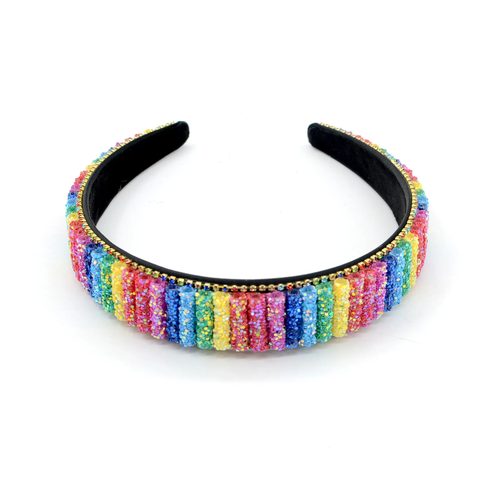 DHL GRATUIT Bandeau de mode de mode Gorgeous Rainbow Couleur Bande de cheveux Couleur à la main Perlée Effacer Wided Strass