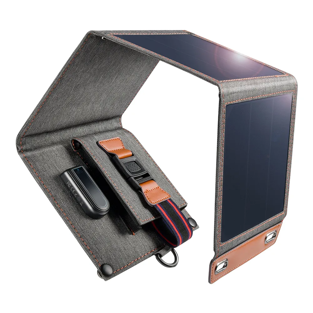 ChoeTech 14W Solarladegerät Wasserdichtes tragbares Sonnenkollektor mit 4 faltbar für Smartphone-Tablet-Kamera Powerbank und Camping-Reisen-Schwarz
