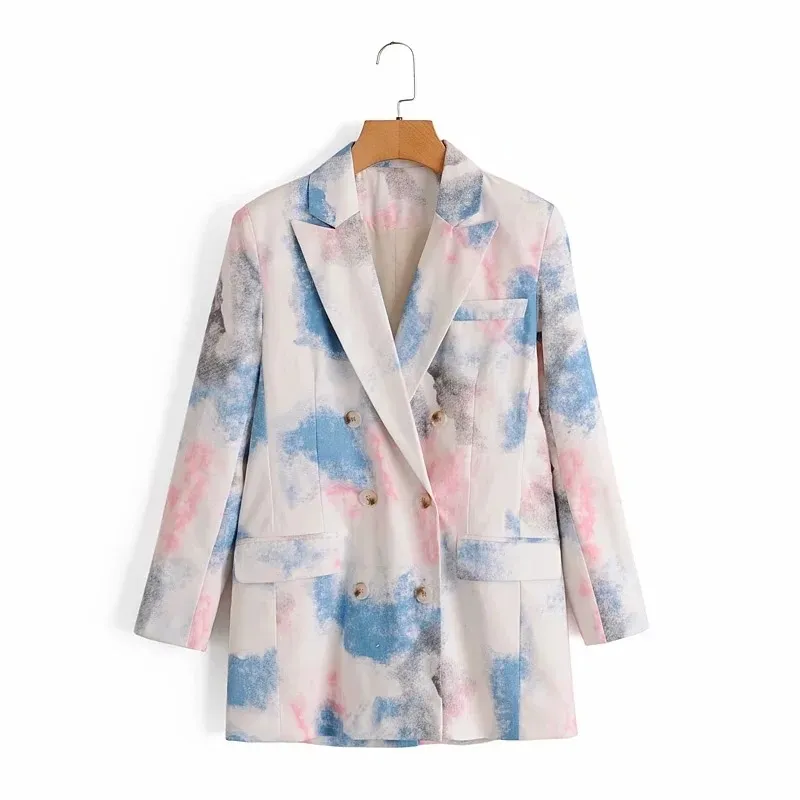 Casual women's jacket suit spring and autumn fashion long-sleeved tie-dye ladies blazer Trendy little Female 210527