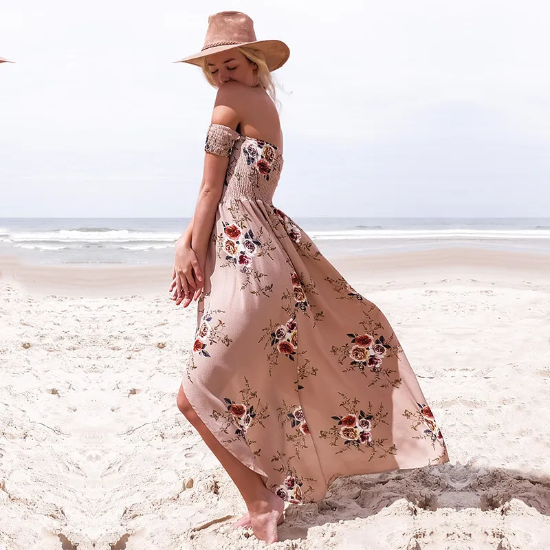 Womens Off Shoulder Floral Boho Maxi Dress Strapless Summer Beach Dress  Lightweight Cotton Vestidos XS 5XL From Handsome_mans, $15.1 In Bulk |  DHgate.Com