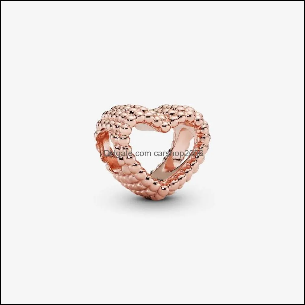 New Arrival 100% 925 Sterling Silver Beaded Open Heart Charm Fit Original European Charm Bracelet Fashion Jewelry Accessories