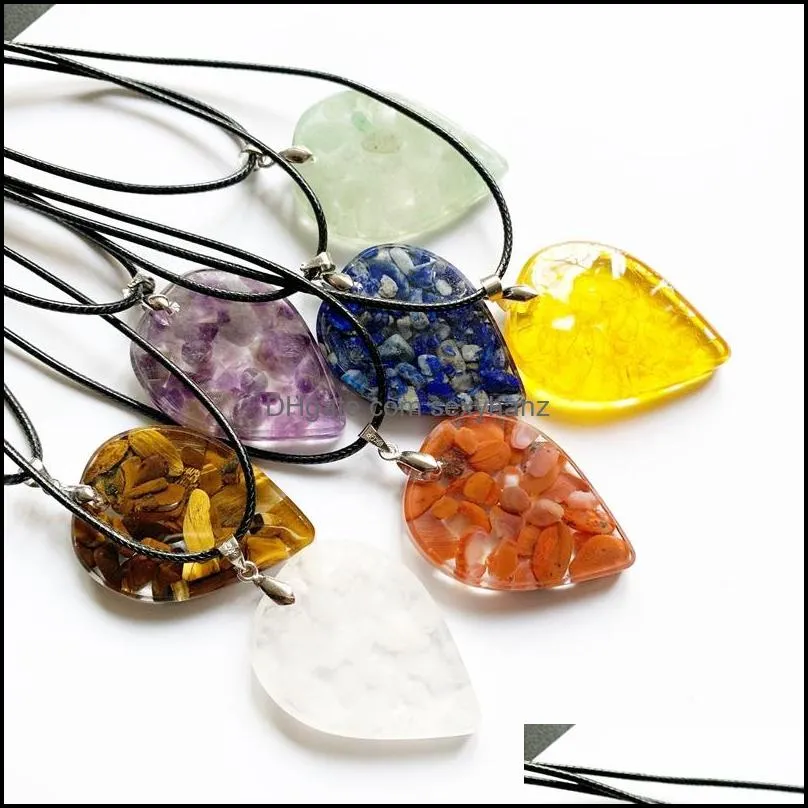 7 Chakra Stones Orgonite Energy Pendant Necklace Resin Jewelry Crystal Beads Chips Geometric Spiritual Healing Necklace 1pc