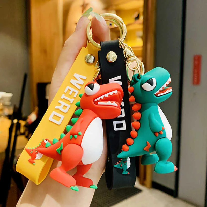 Fashion Cute Dinosaur Keychain Cartoon Animal Doll Key Chain Men Boyfriends Car Bag Pendant Key Ring Gifts for Kids G1019