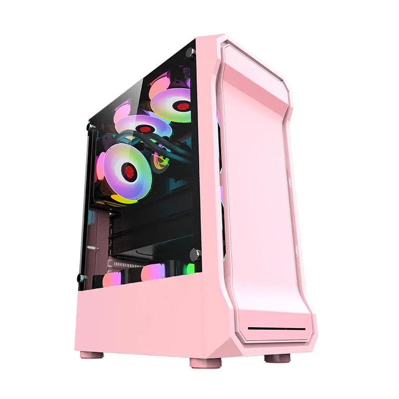 ATX Towers Computer Gaming Case Desktop Support M-ATX / ITX اللوحة الأم مع الزجاج المقسى - أسود