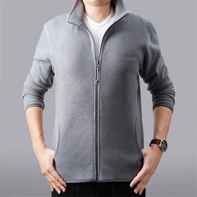 Men's Jacket Slim Fleece Tactical Sweater Casual Turn-Down Collar Zipper Solid Jacket Male veste Warm Winter Coat men's clothing 211025